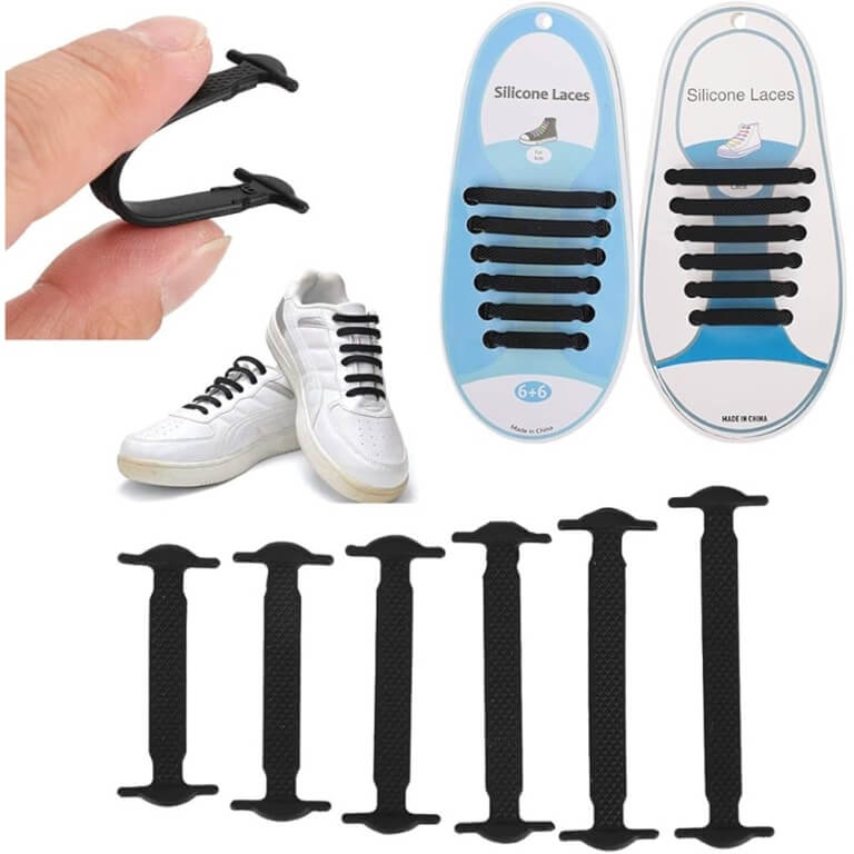 Silikoniniai batų raišteliai vaikams, juoda