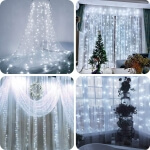 Led usb užuolaida girlianda 3x3m, šaltai balta