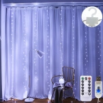 Led usb užuolaida girlianda 3x3m, šaltai balta