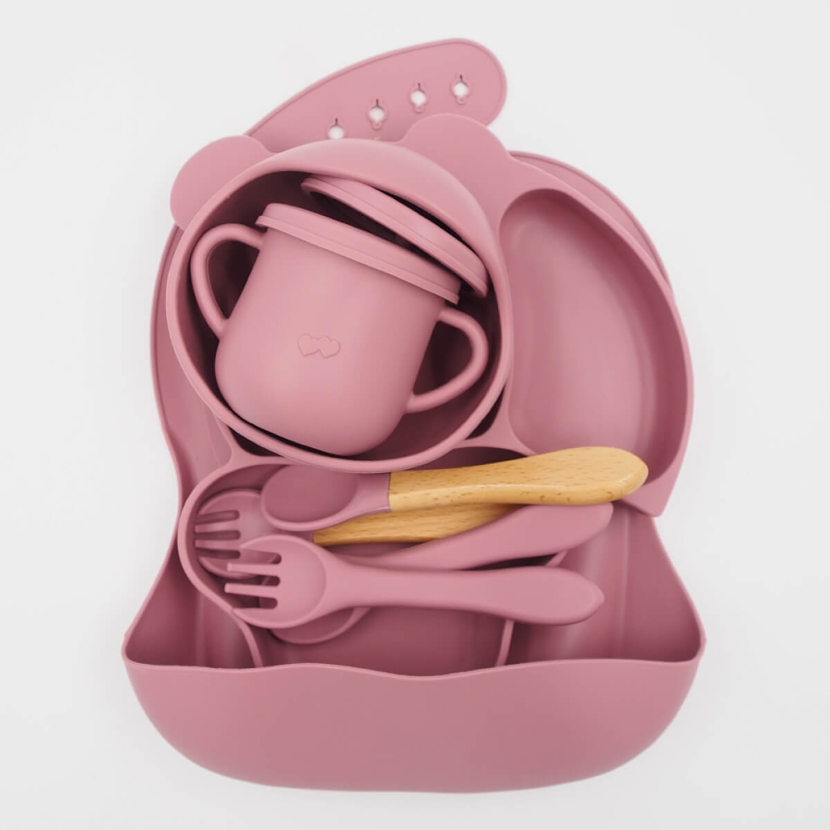 Silikoninis valgymo rinkinys vaikams, violetinė