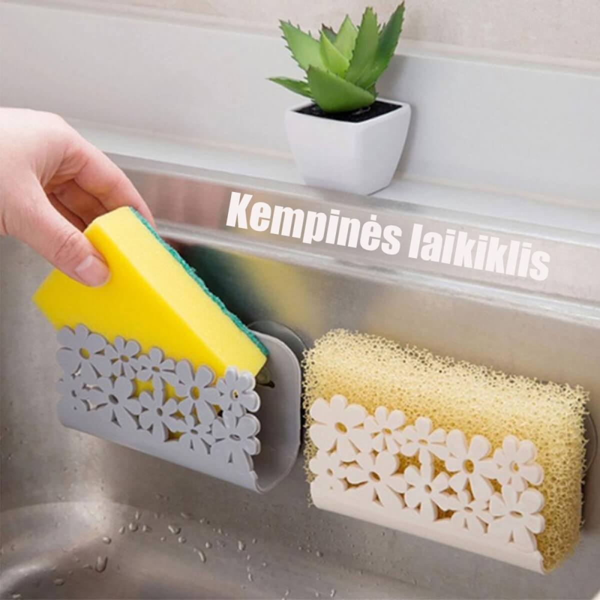 Laikiklis virtuvės kempinei, pilka