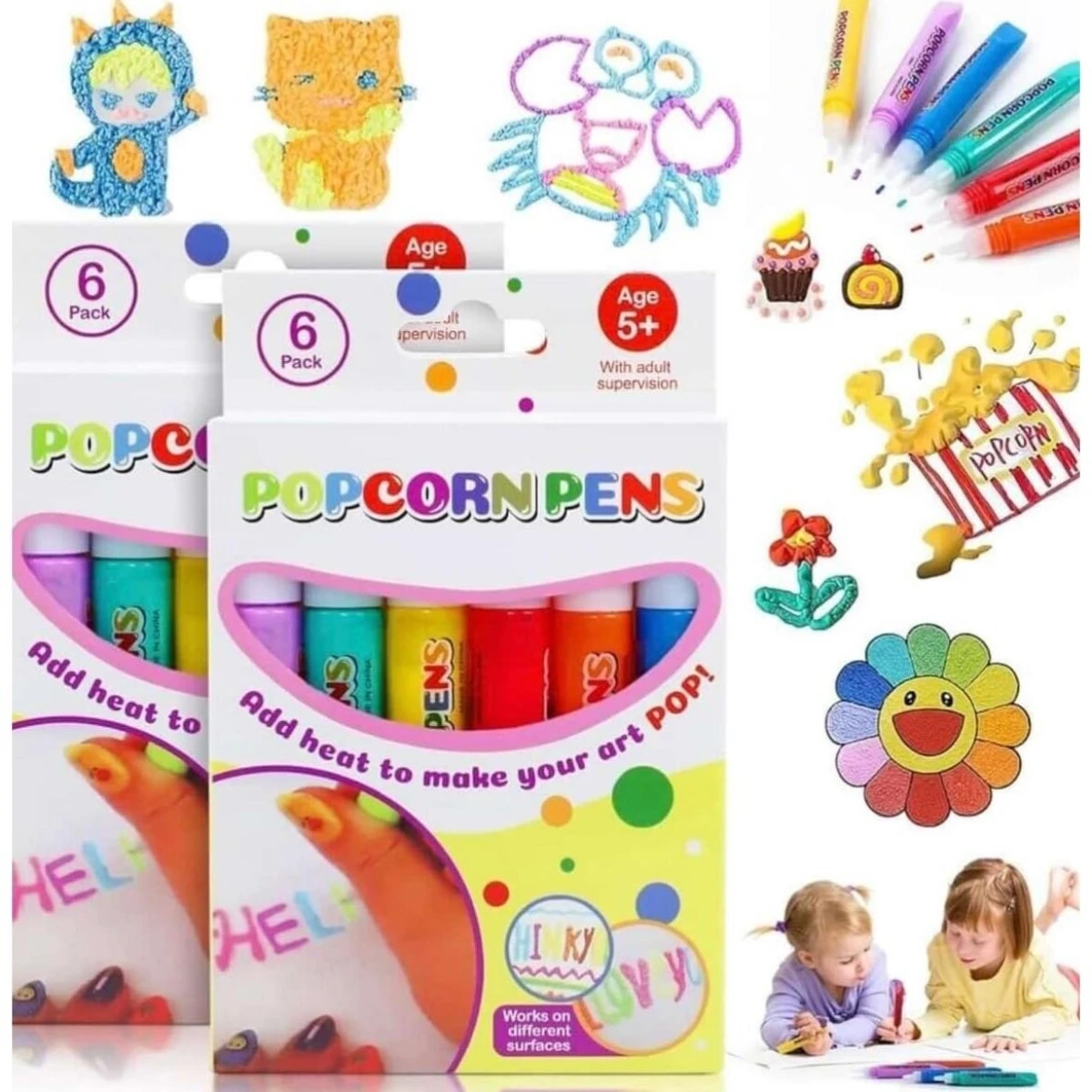 Flomasteriai su 3D efektu, Popcorn