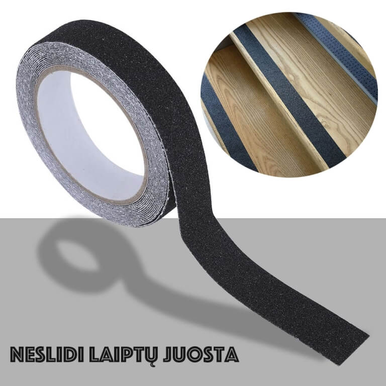Neslidi laiptų juosta 5m 25mm, juoda