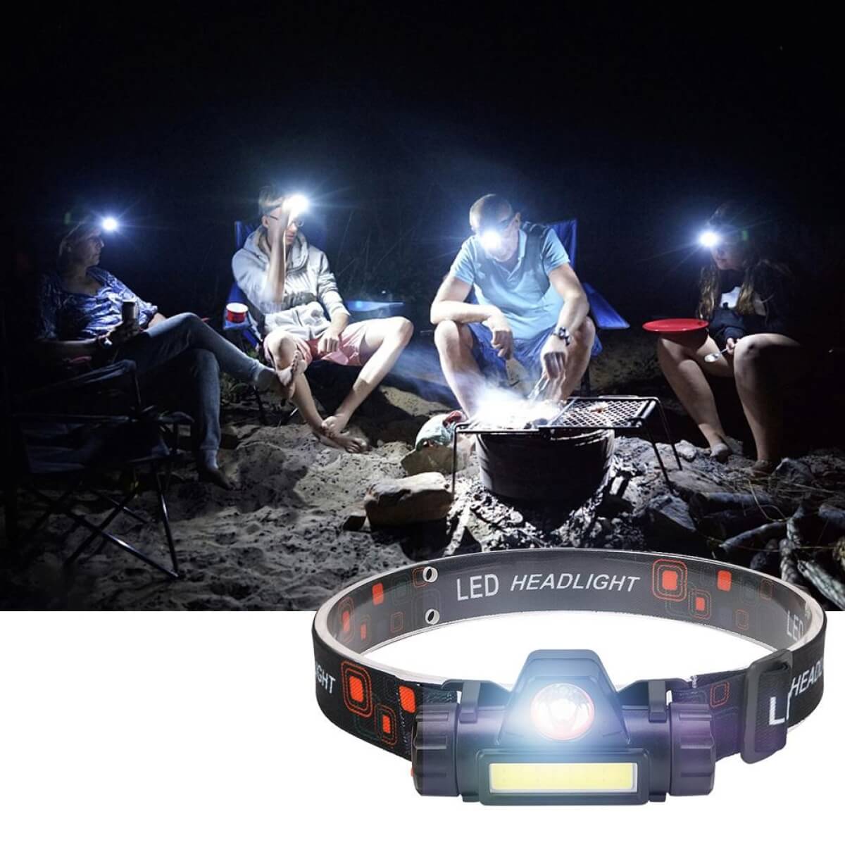 Įkraunamas prožektorius ant galvos, 800lm 8w