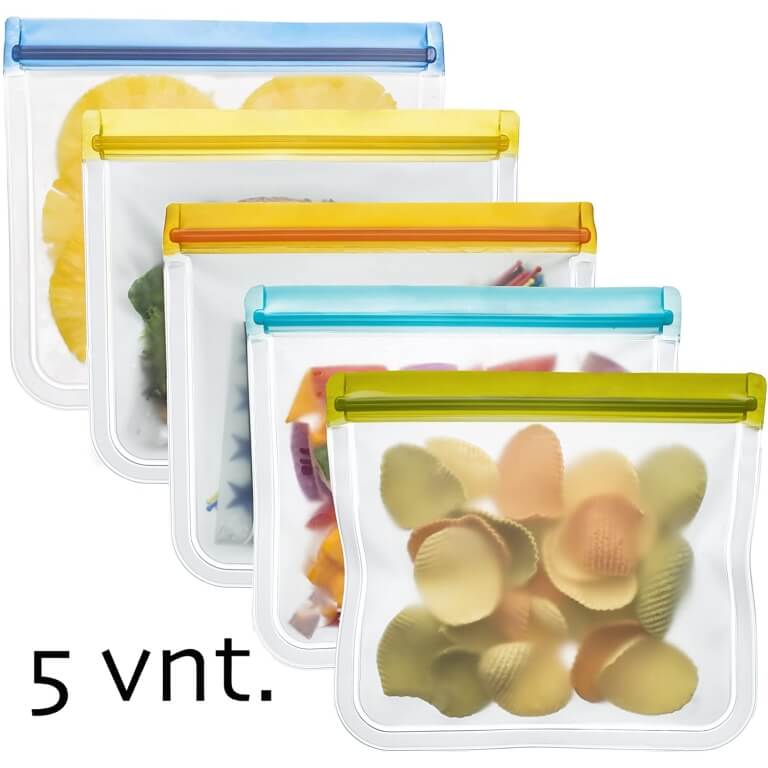 Silikoniniai šaldymo maišeliai 1000ml, 5 vnt.