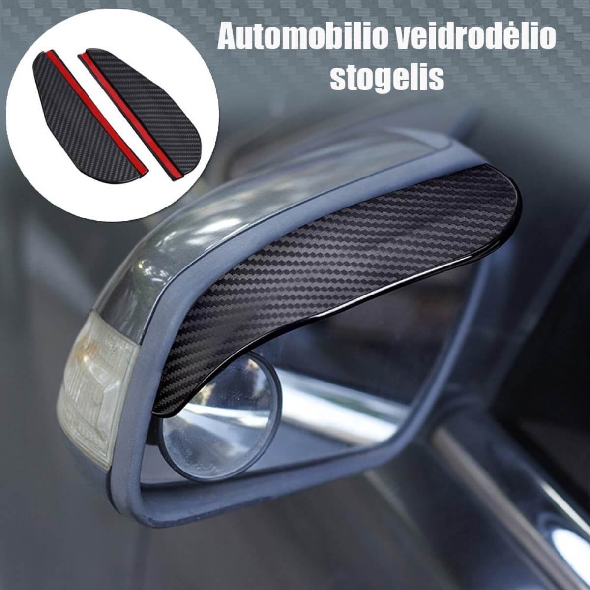 Automobilio veidrodėlio stogelis Carbon 2vnt.