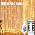 Led usb užuolaida girlianda 3x3, IP44 šiltai balta