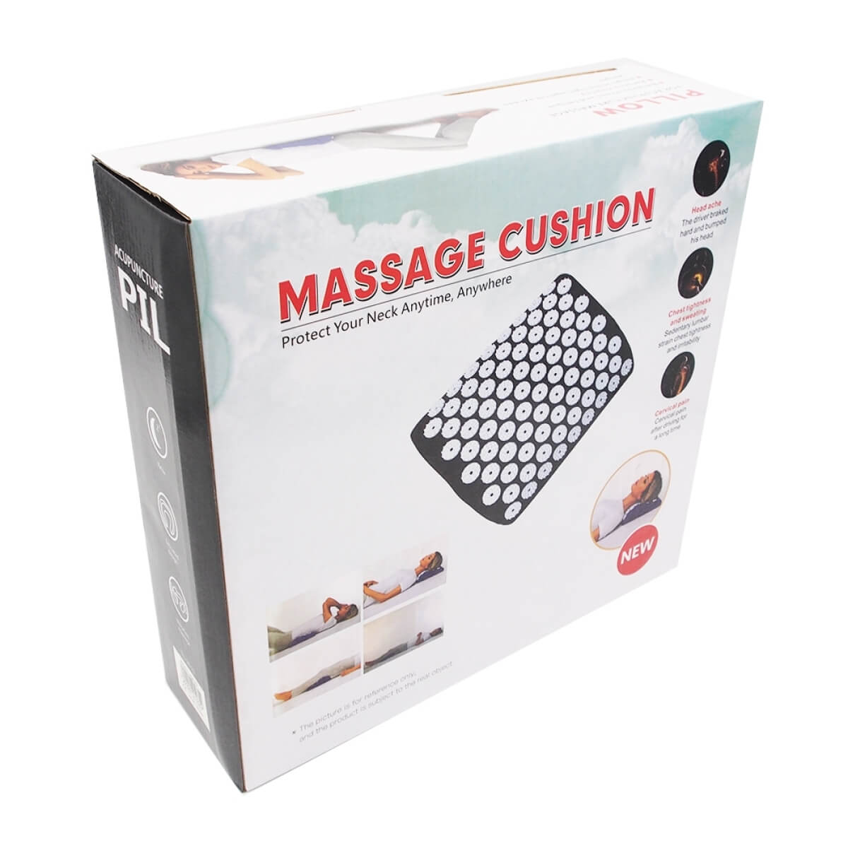 Masažinė akupresūros pagalvė, 31x30x9 cm