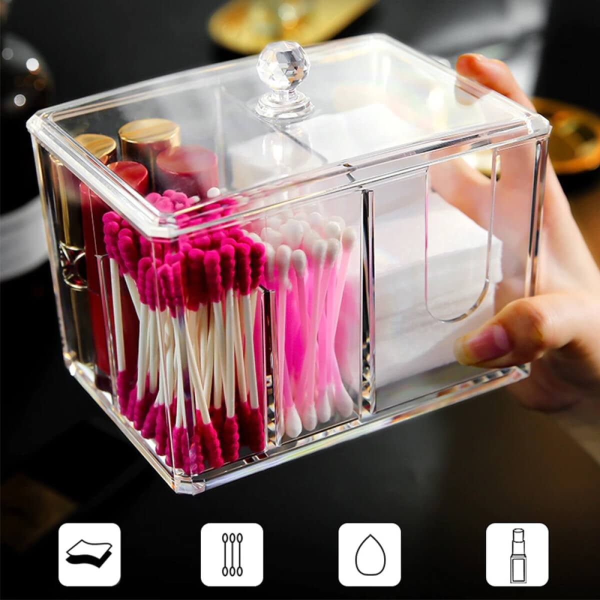 Kosmetinių reikmenų dėžutė, skaidri