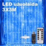 Led usb užuolaida girlianda, 3x3m  mėlyna