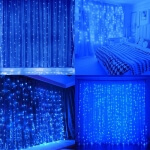 Led usb užuolaida girlianda, 3x3m  mėlyna