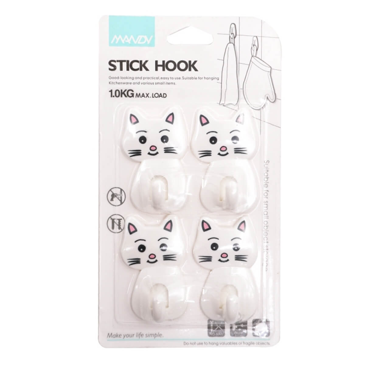 Lipnus kabliukai, 4 Vnt.