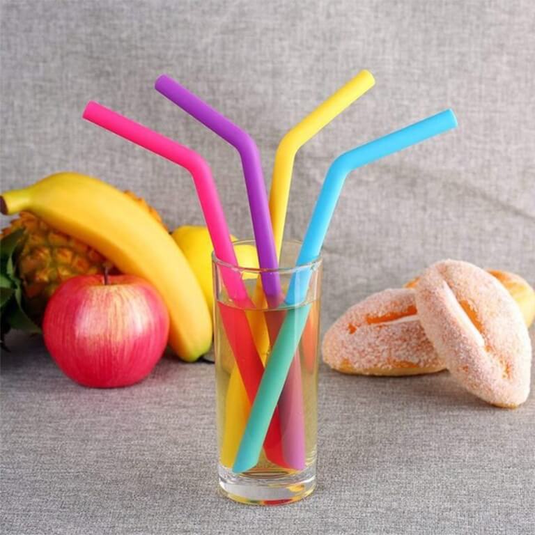 Silikoniniai šiaudeliai, 6 vnt.