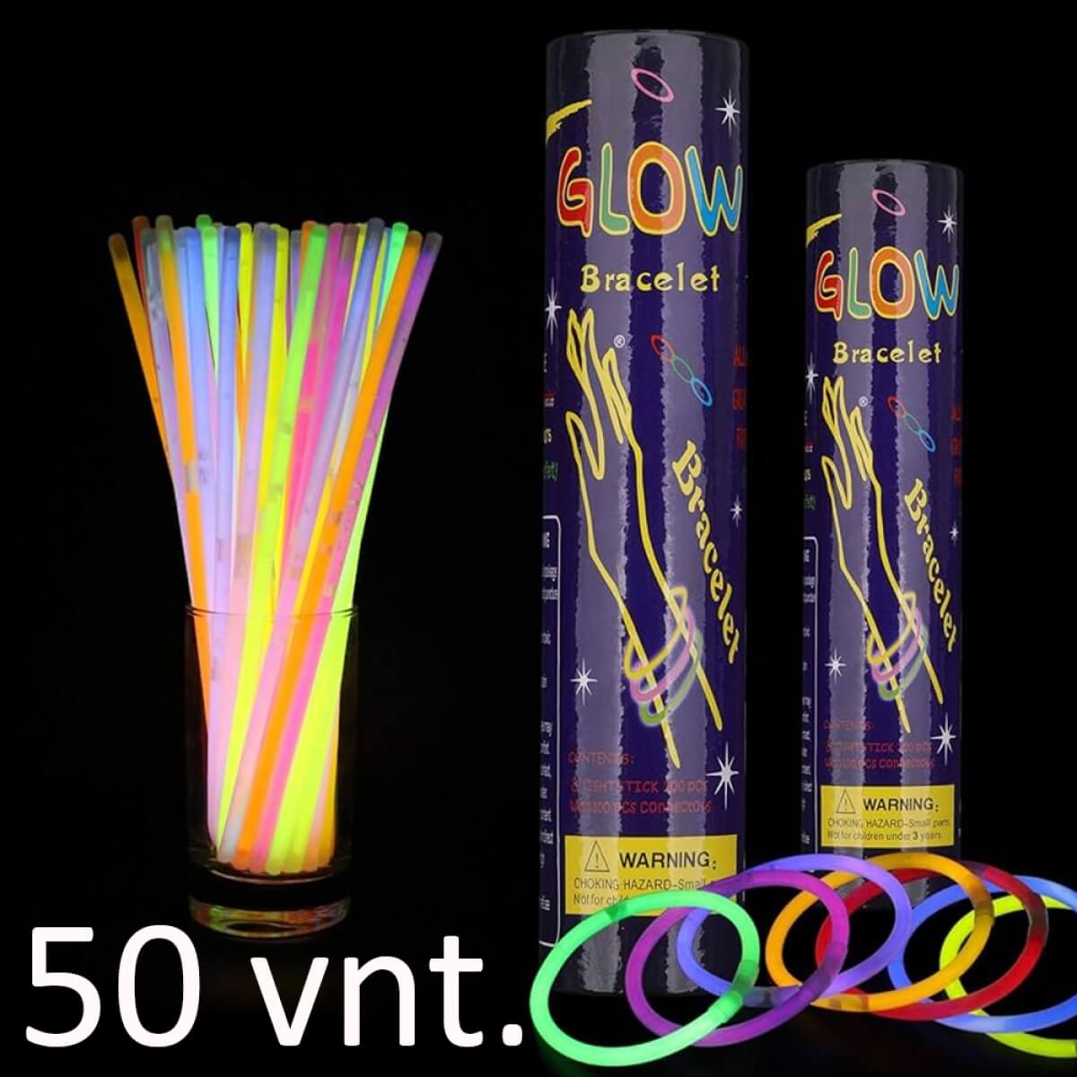 Šviečiančios apyrankės, 50vnt.