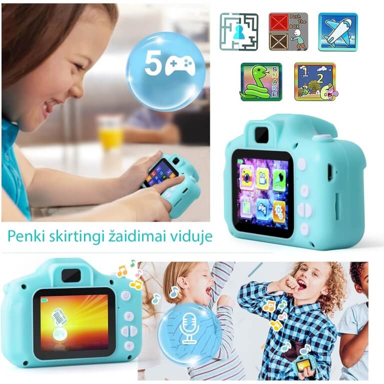 Vaikiškas fotoaparatas su kamera, Rožinė 400mha