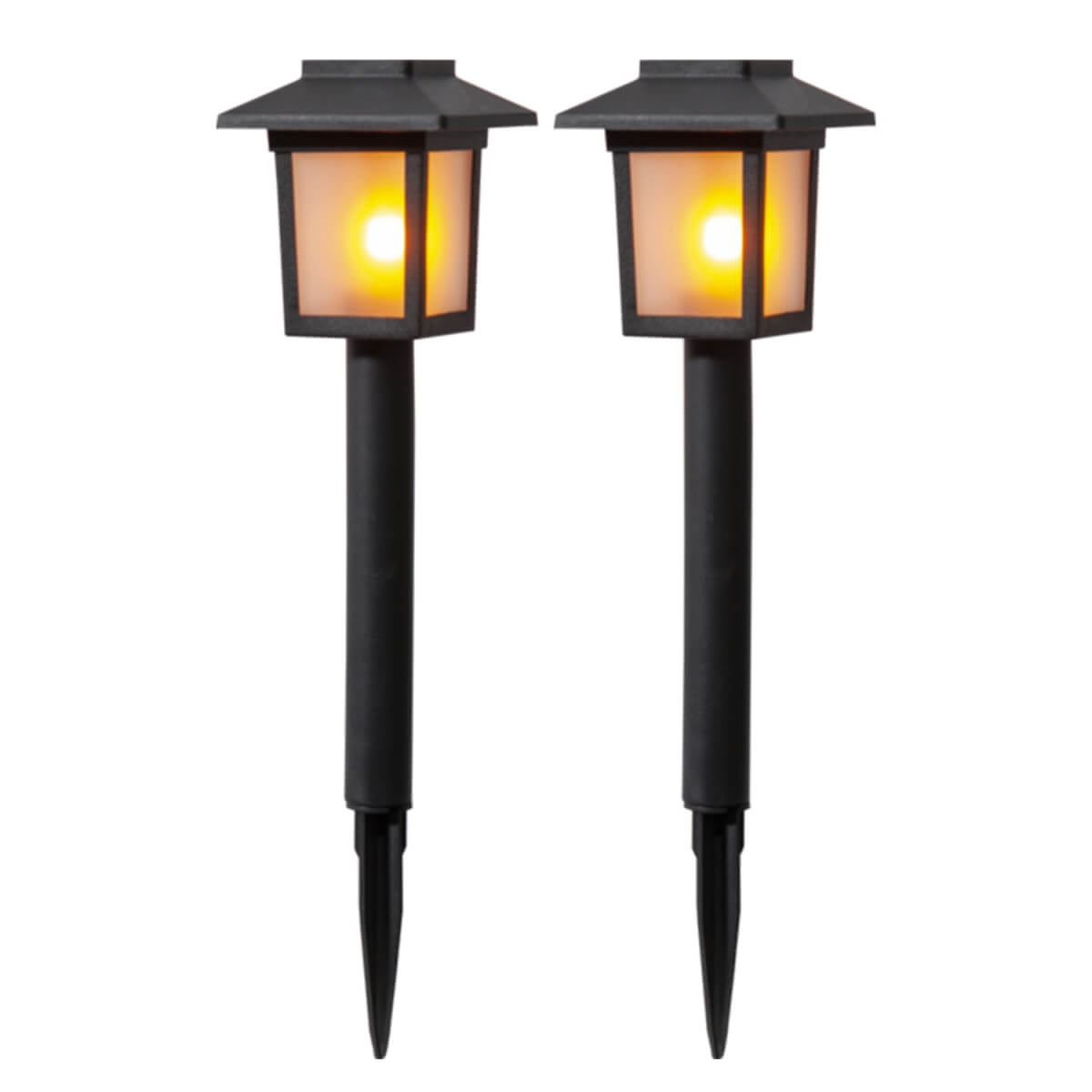 Sodo žibintai su saulės baterija, 2 vnt. rinkinys