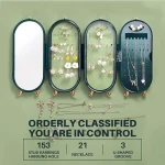 Papuošalų dėžutė su veidrodžiu žalia