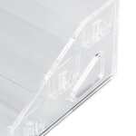 Skaidrus kosmetikos ir buteliukų stovas