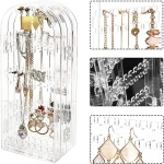 Skaidrus auskarų ir papuošalų stovas, 4 dalių