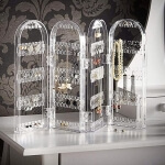 Skaidrus auskarų ir papuošalų stovas, 4 dalių