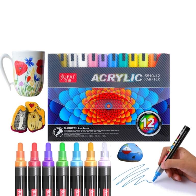 Akriliniai flomasteriai UPAI 12 spalvų