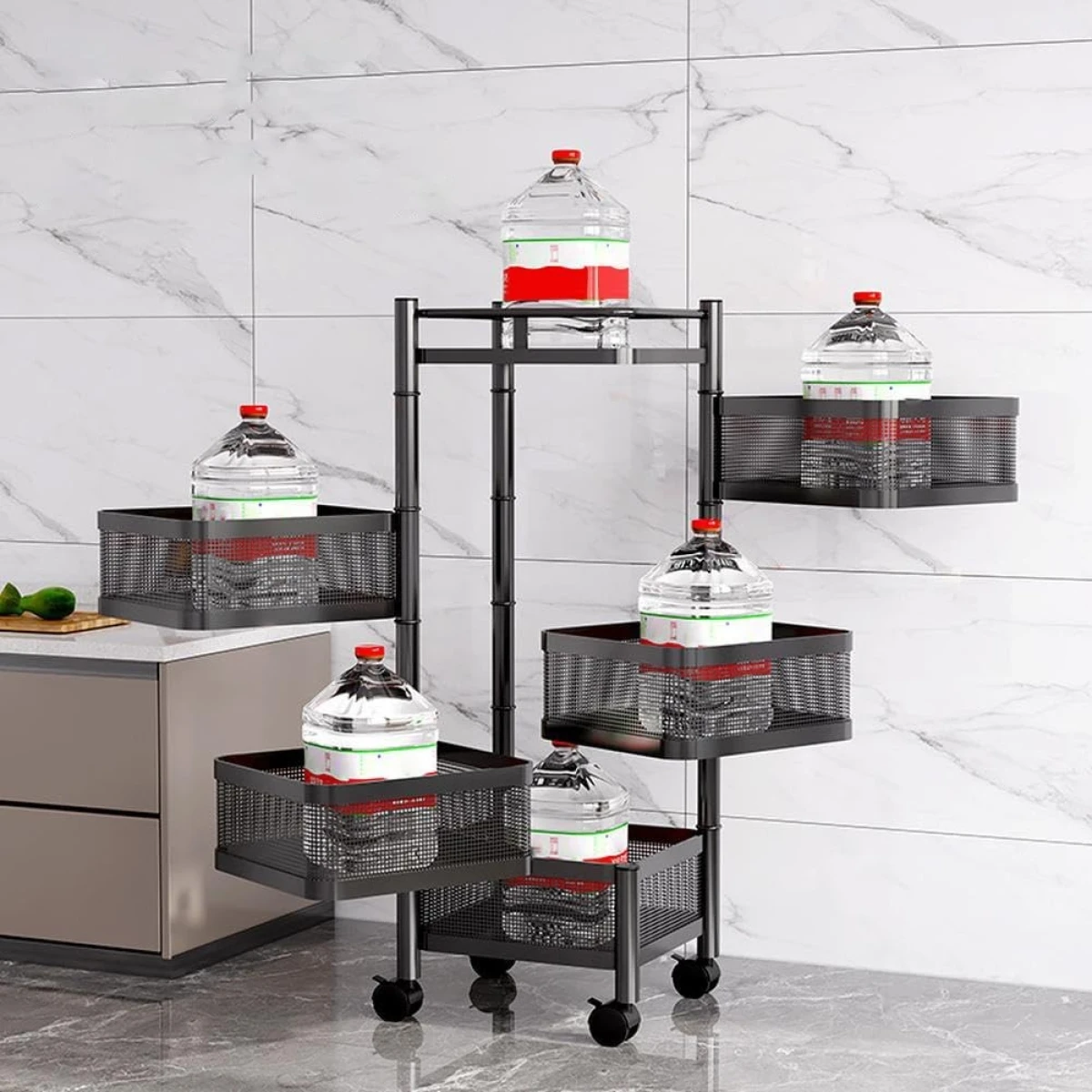 Daugiafunkcinė lentyna su ratukais