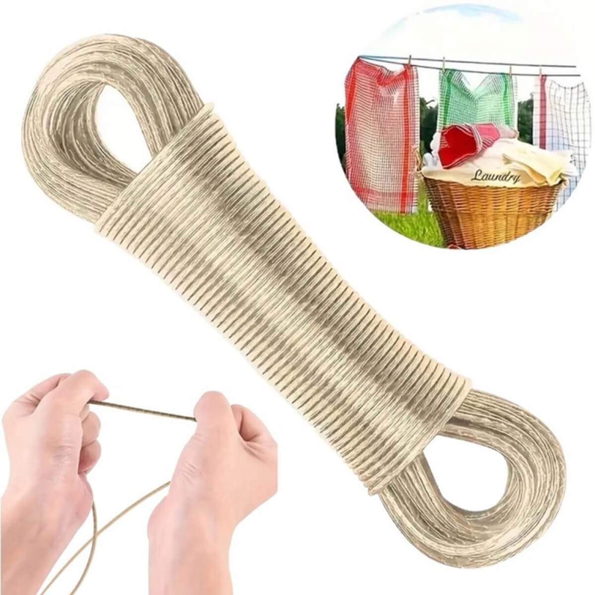 Skalbinių virvė su kabliukais 20 m