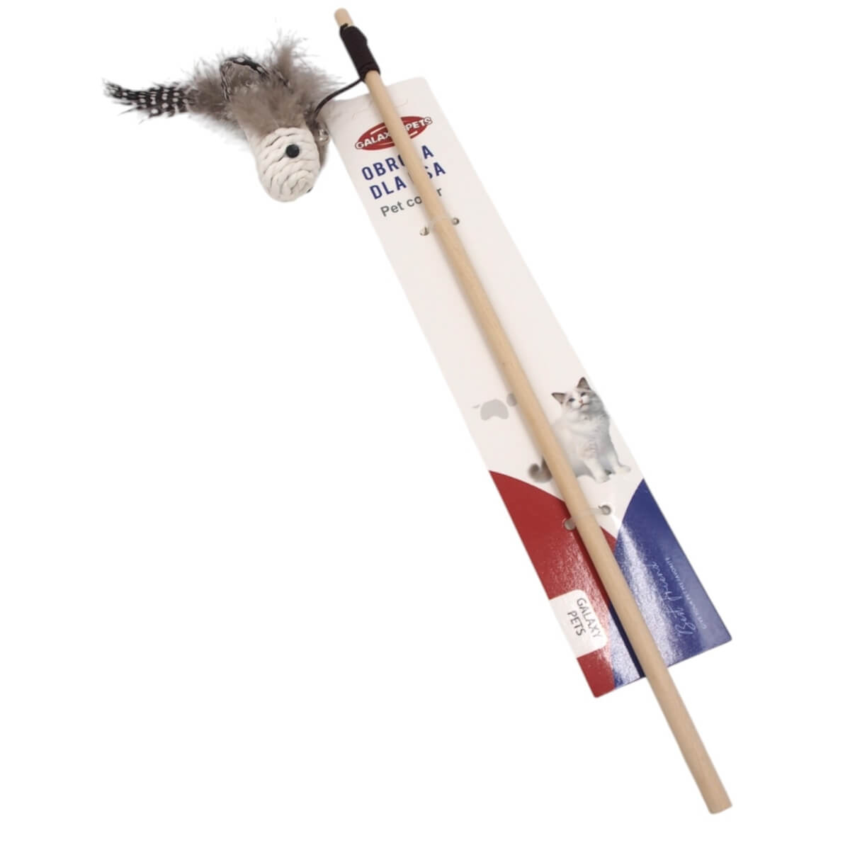 Katės žaislas meškerė su plunksnomis