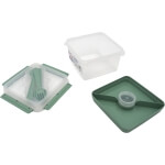 Kvadratinė maisto dėžutė su įrankiais ir vidiniu skyriumi (2,25 l)