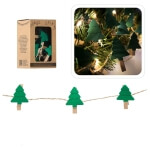 Kalėdinė LED girlianda su mediniais segtukais Eglutės , 10 LED, 2,2 m