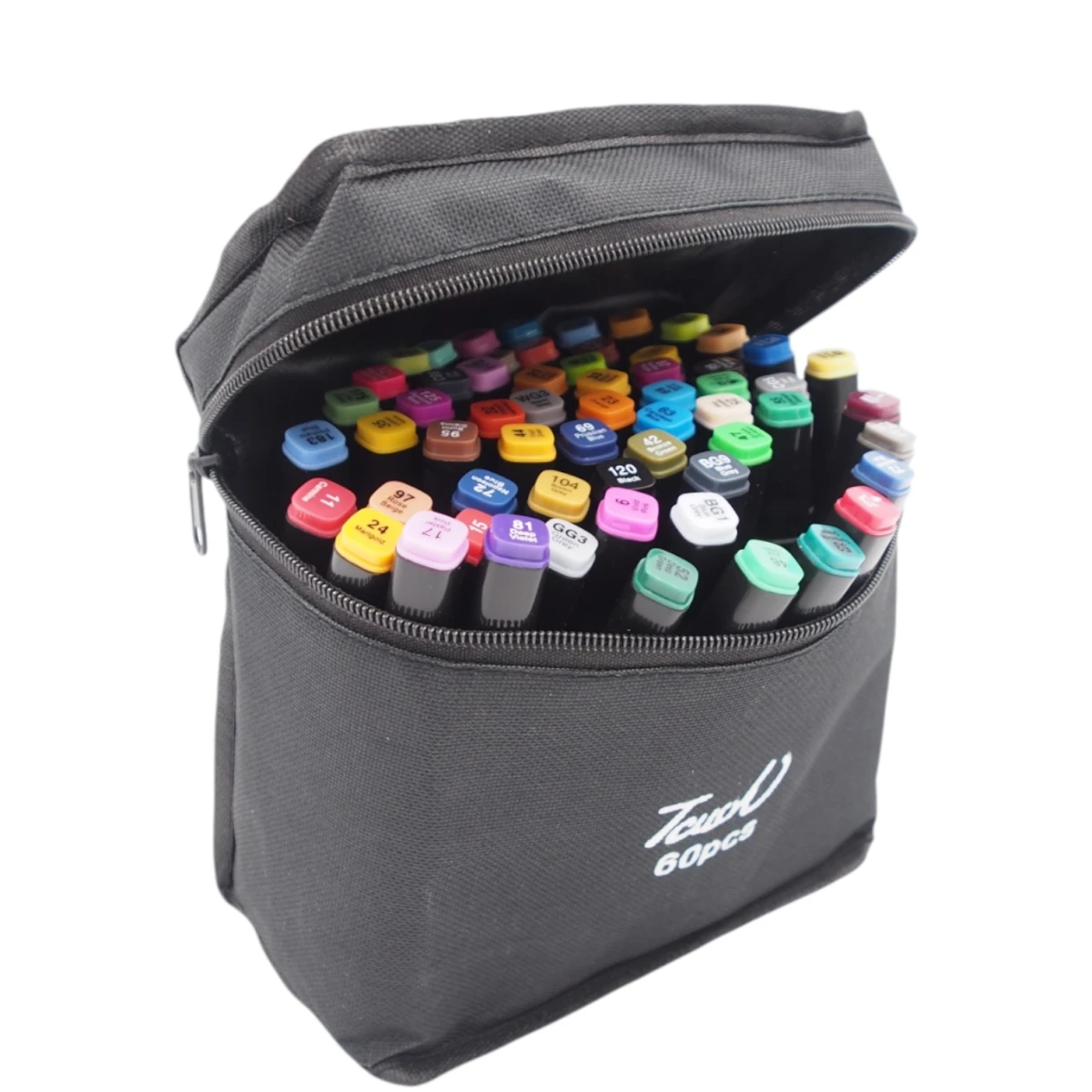 Dvigubi markeriai piešimui ir spalvinimui, 60 vnt. su dėklu