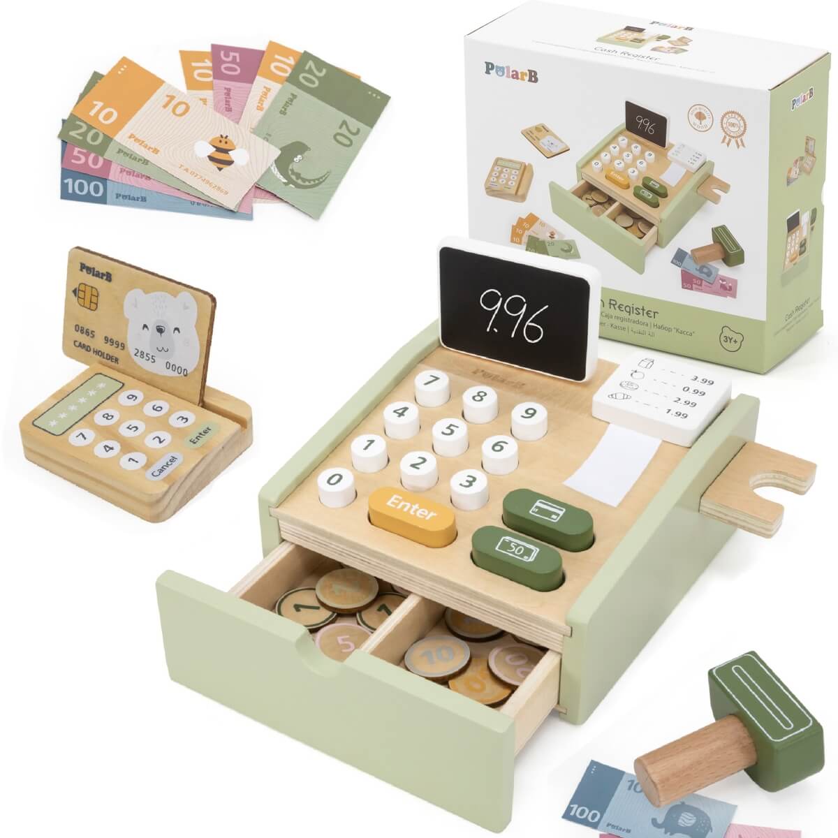 Medinis kasos aparatas, Viga Toys  žalias