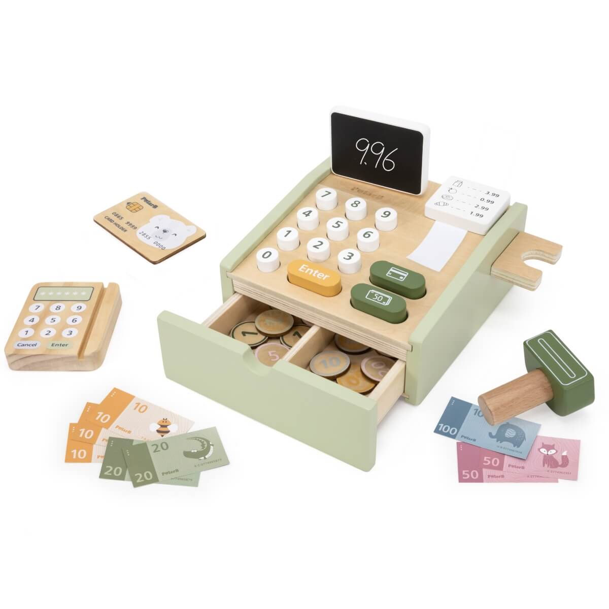 Medinis kasos aparatas, Viga Toys  žalias