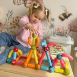 Magnetinės kaladėlės Woopie 52 dalys su dėklu ir raidėmis