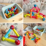 Magnetinės kaladėlės Woopie 52 dalys su dėklu ir raidėmis