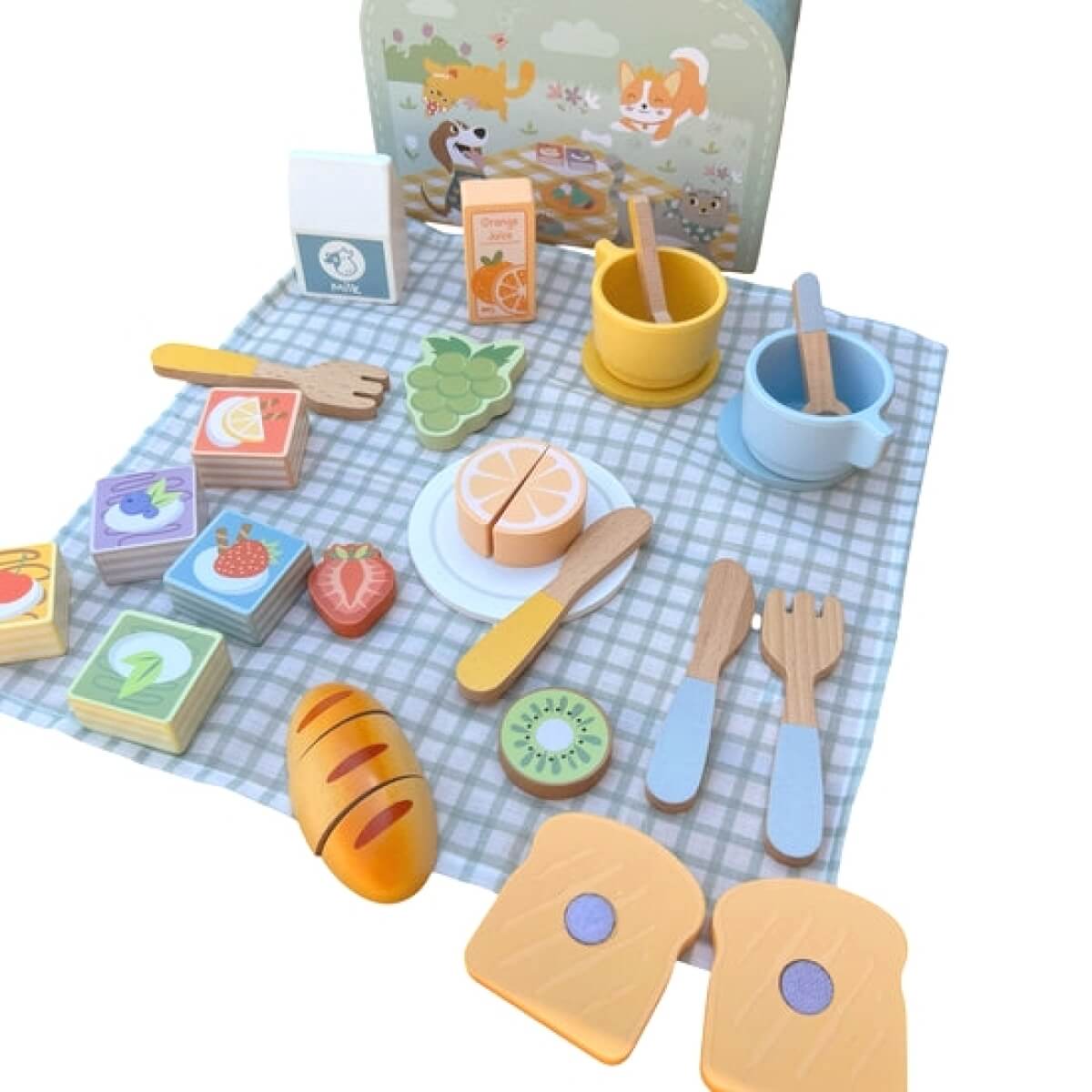 Medinis žaislas Pikniko rinkinys lagamine 3+ su priedais