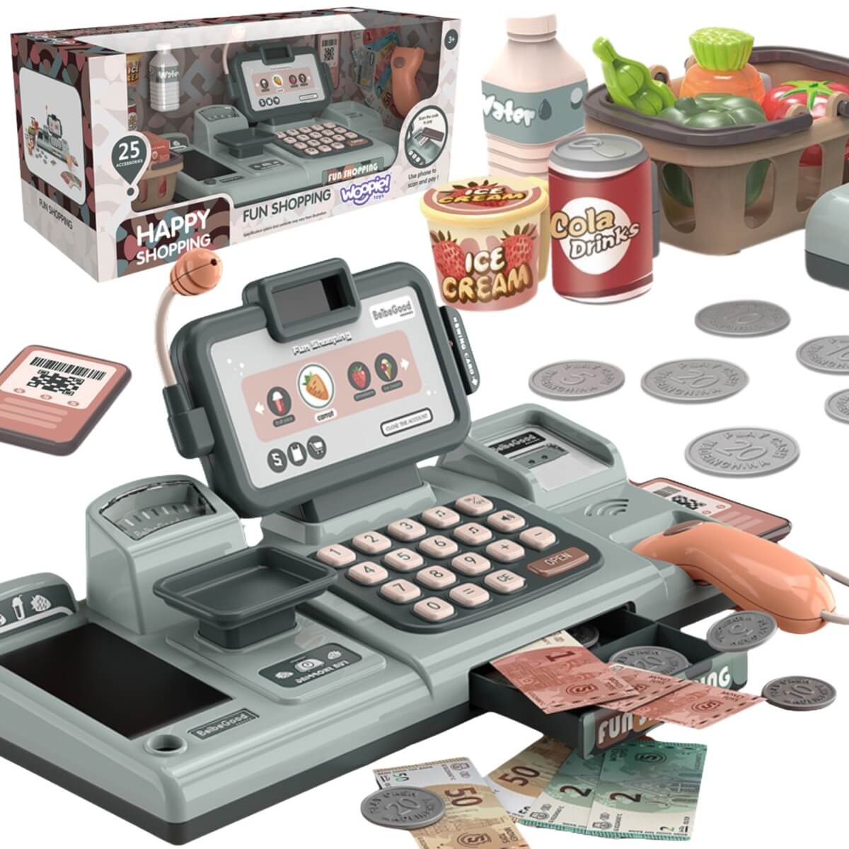 Kasos aparatas Woopie Interaktyvus su 25 priedais ir garsu
