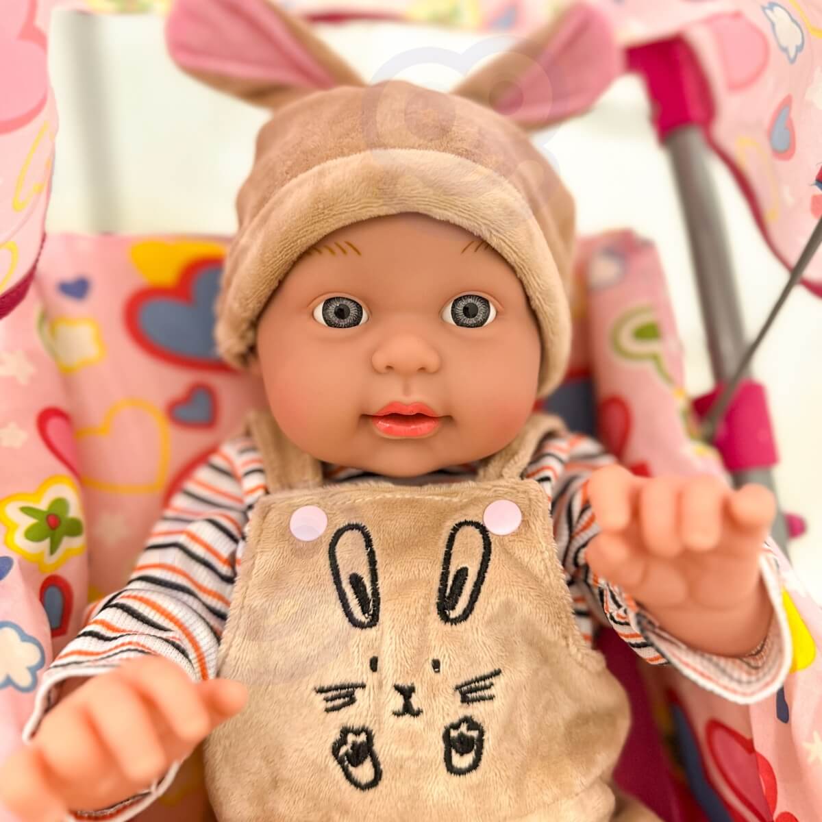 Kūdikio lėlė Woopie 46 cm Rudas zuikučio kostiumas