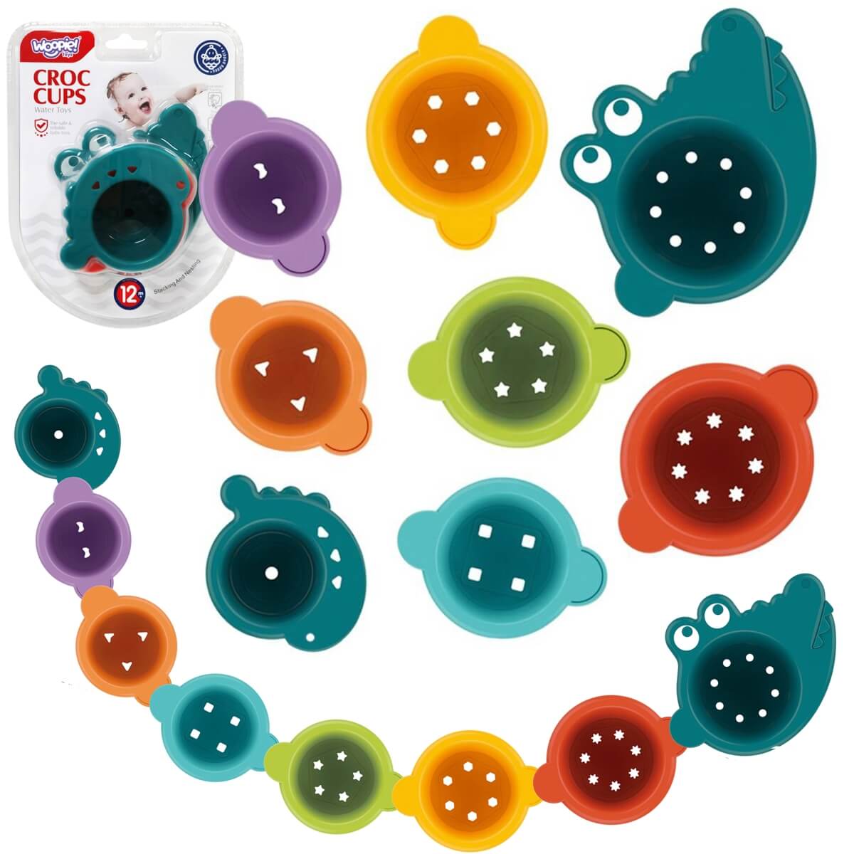Vonios žaislai Woopie Puodelių rinkinys 8 vnt Nuo 12 mėn