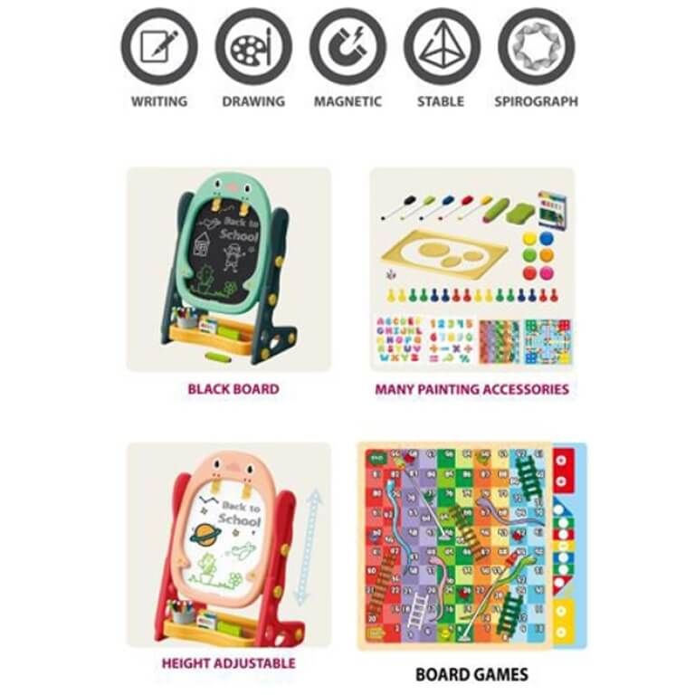 Magnetinė lenta Woopie Piešimui 8in1 Reguliuojamas aukštis 56d