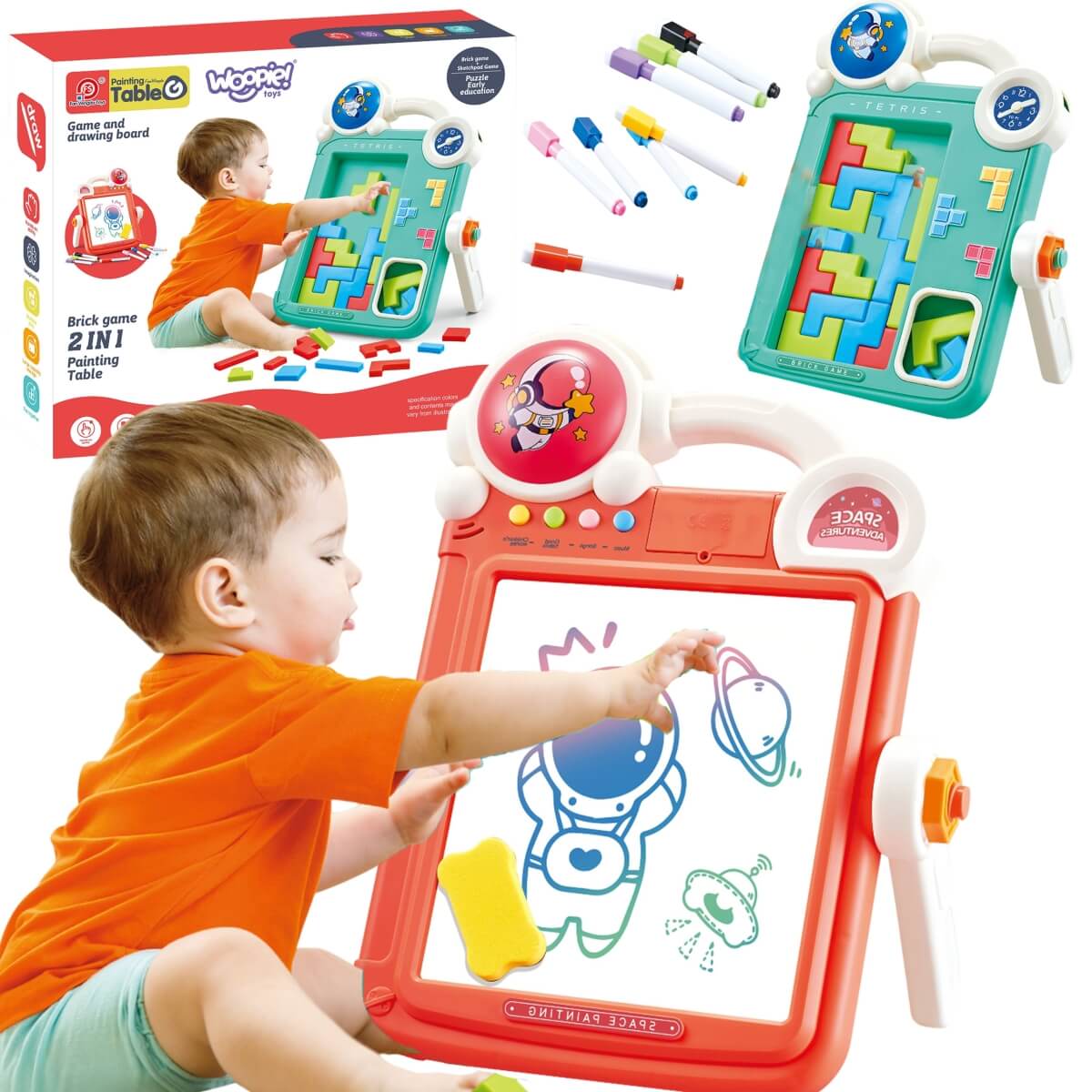 WOOPIE Piešimo lenta su Tetris žaidimu 2in1 3+