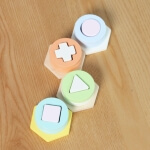 Formų rūšiavimo rinkinys Medinis 16d Pastelinės spalvos