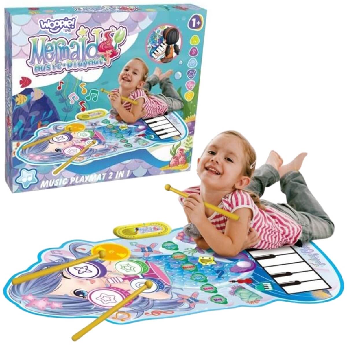 Muzikinis kilimėlis WOOPIE Mermaid Music Mat 2in1 vaikams
