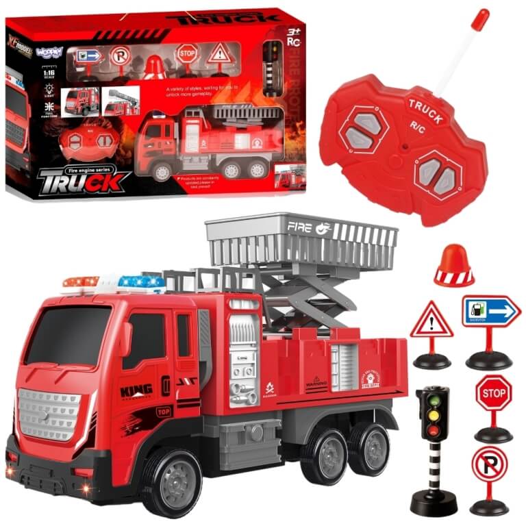 RC gaisrinė mašina 1:16 su šviesomis