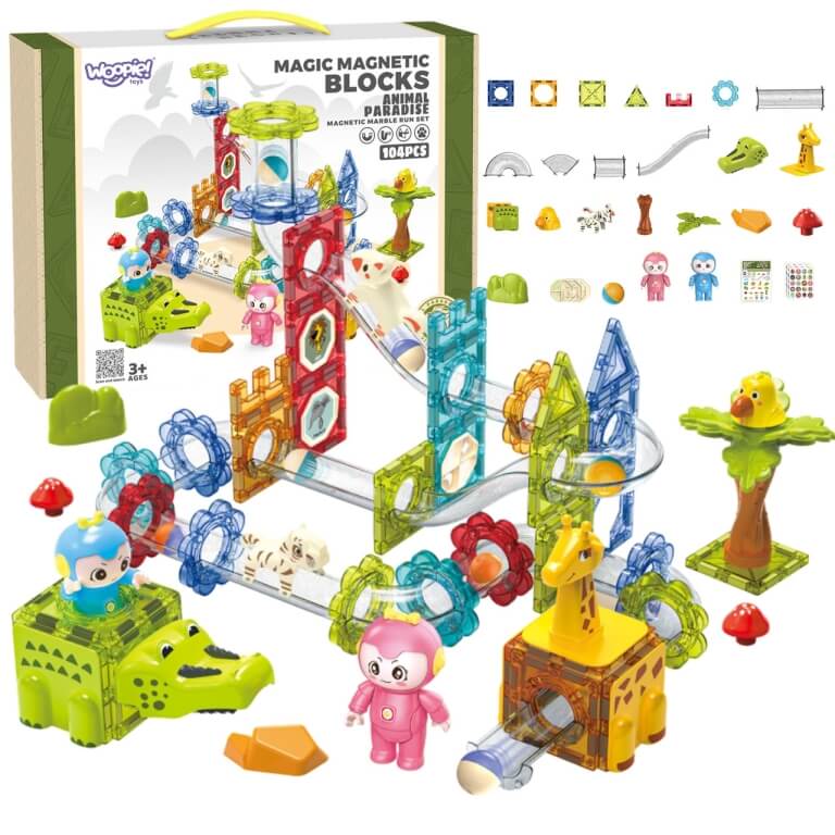 Magnetinė trasa Woopie Animal Paradise 104 el su figūrėlėmis