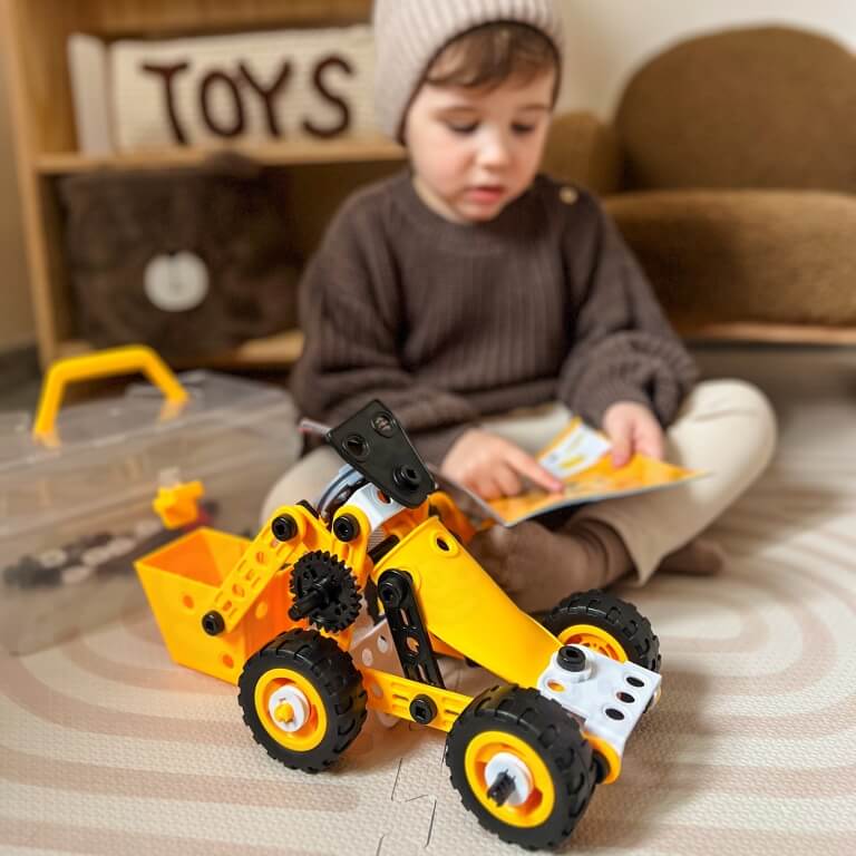 Statybinių mašinų rinkinys Woopie 100 det. 8 modeliai + įrankiai