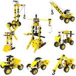 Statybinių mašinų rinkinys Woopie 100 det. 8 modeliai + įrankiai