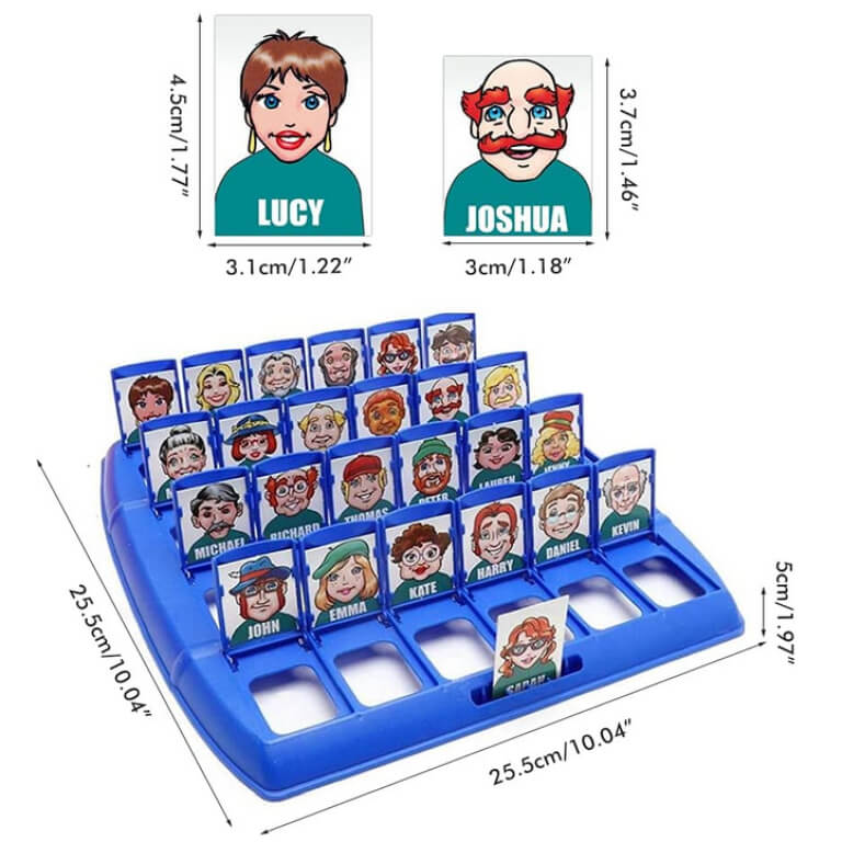 Šeimos žaidimas Woopie Guess Who It Is su personažų kortelėmis