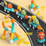 Magnetinis konstruktorius Woopie 84 detalės su dino automobiliais