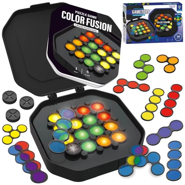 Loginis žaidimas Woopie Arrange Pattern su apšviesta lenta 50 užduočių